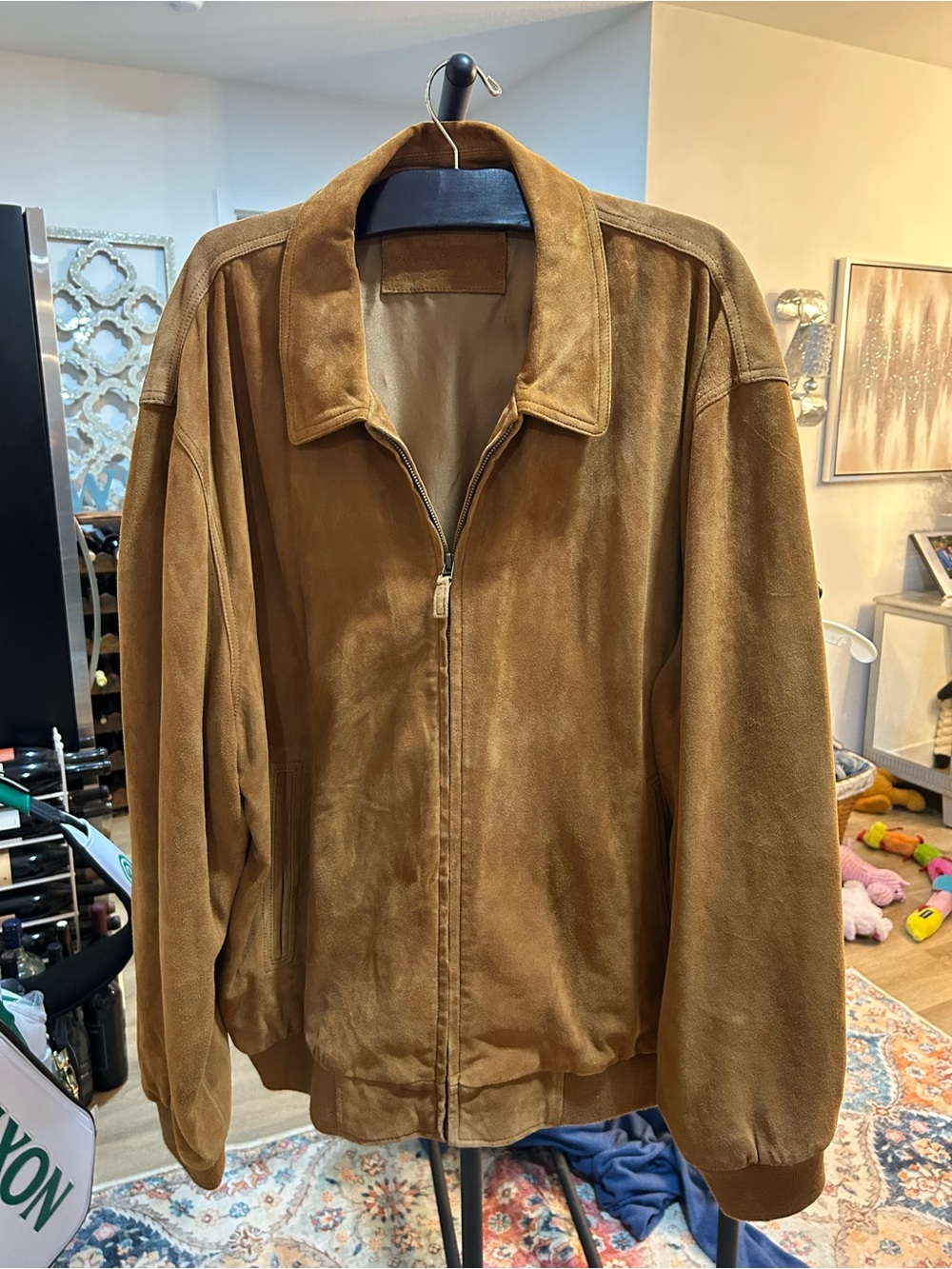 Fairway & Greene Men's Suede Bomber Jacket - Tan